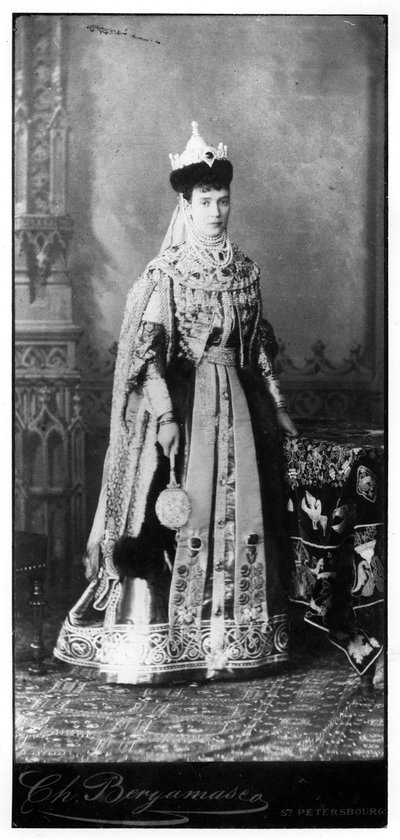 Maria Feodorovna wearing traditional Russian dress, c.1860s by Russian Photographer